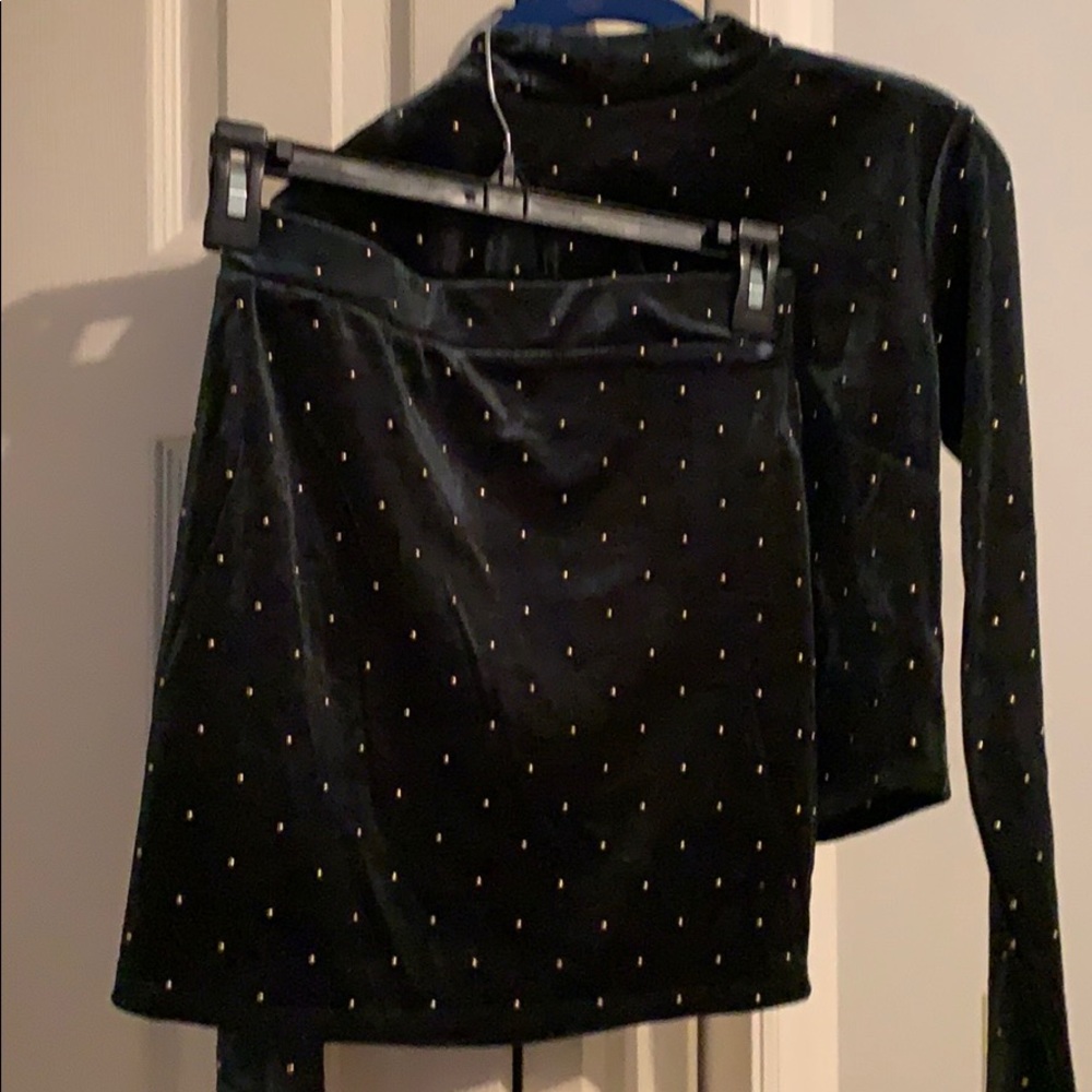 2 piece crop top and mini skirt